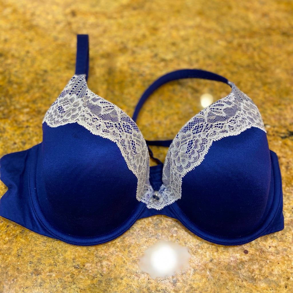Sexy Victoria Secret Mint Blue Sparkly Glimmer Silver Lined Perfect Coverage Bra